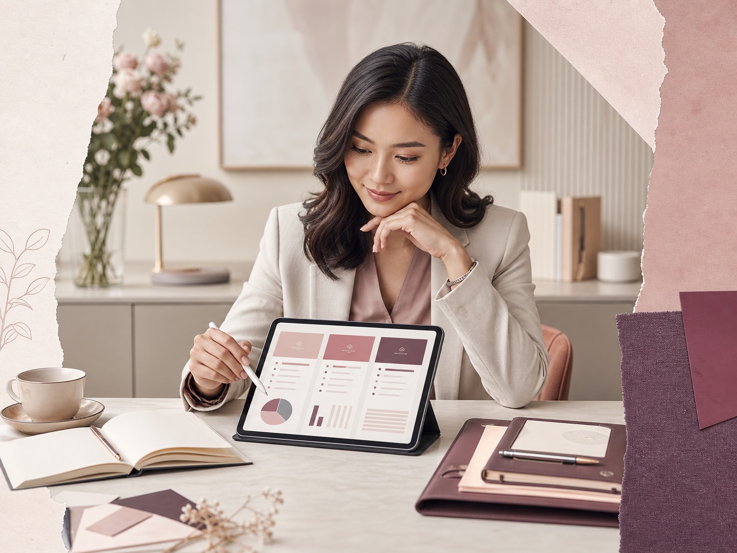 Agent reviewing product knowledge on a tablet