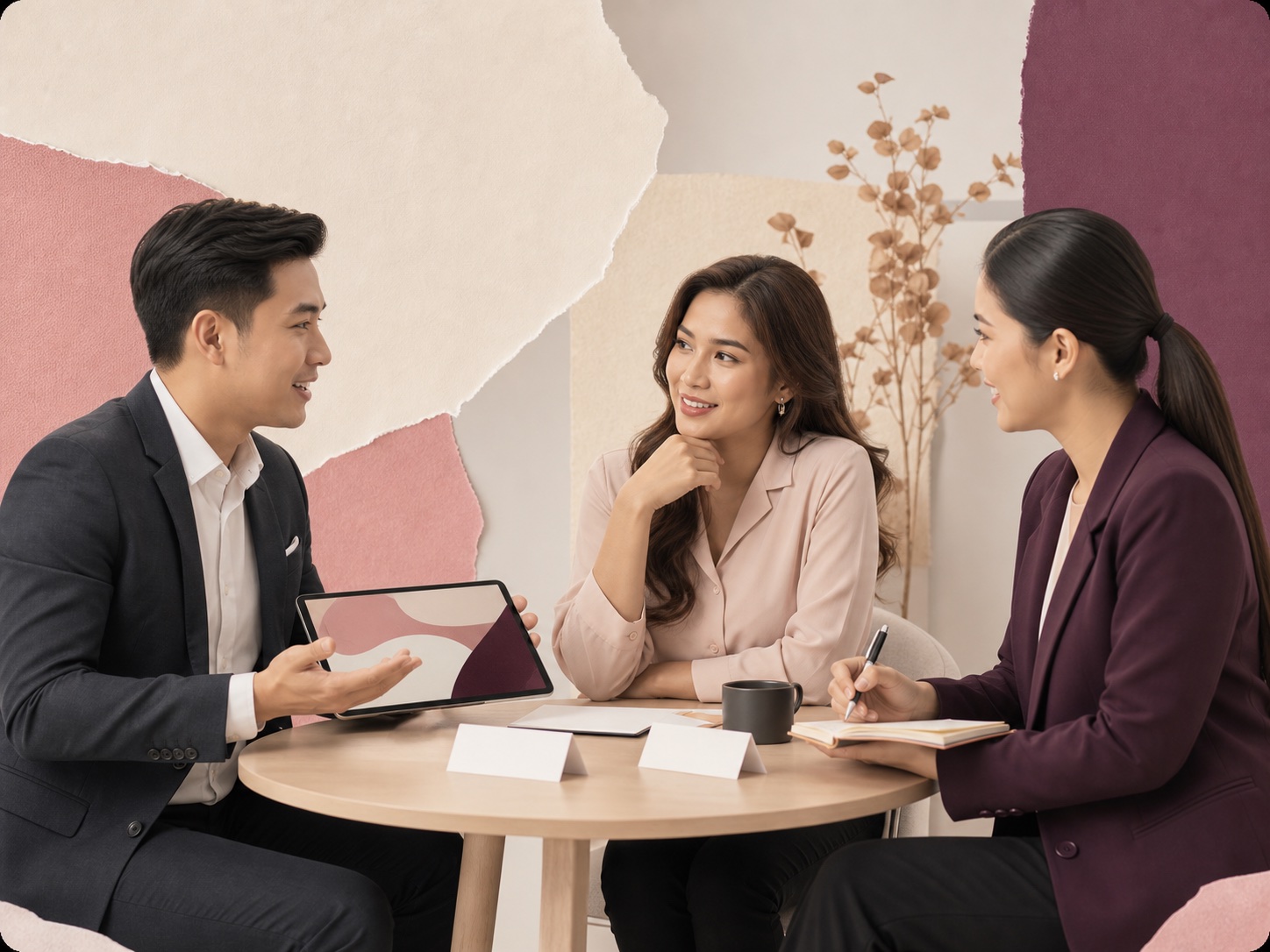 Agents practising a sales conversation together